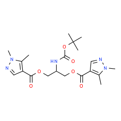 ChemSpider 2D Image | 2-({[(2-Methyl-2-propanyl)oxy]carbonyl}amino)-1,3-propanediyl bis(1,5-dimethyl-1H-pyrazole-4-carboxylate) | C20H29N5O6