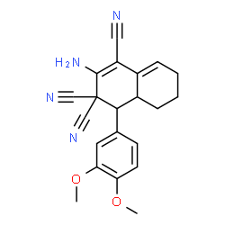 ChemSpider 2D Image | 2-Amino-4-(3,4-dimethoxyphenyl)-4a,5,6,7-tetrahydro-1,3,3(4H)-naphthalenetricarbonitrile | C21H20N4O2