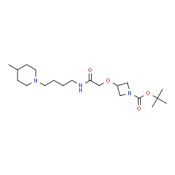 ChemSpider 2D Image | 2-Methyl-2-propanyl 3-(2-{[4-(4-methyl-1-piperidinyl)butyl]amino}-2-oxoethoxy)-1-azetidinecarboxylate | C20H37N3O4