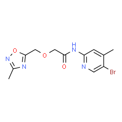 ChemSpider 2D Image | N-(5-Bromo-4-methyl-2-pyridinyl)-2-[(3-methyl-1,2,4-oxadiazol-5-yl)methoxy]acetamide | C12H13BrN4O3
