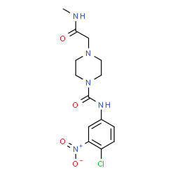 ChemSpider 2D Image | N-(4-Chloro-3-nitrophenyl)-4-[2-(methylamino)-2-oxoethyl]-1-piperazinecarboxamide | C14H18ClN5O4