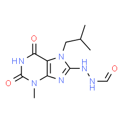 ChemSpider 2D Image | N'-(7-Isobutyl-3-methyl-2,6-dioxo-2,3,6,7-tetrahydro-1H-purin-8-yl)formic hydrazide | C11H16N6O3
