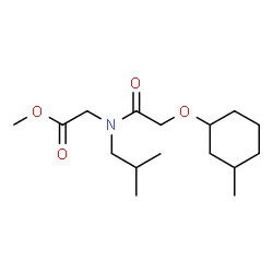 ChemSpider 2D Image | Methyl N-isobutyl-N-{[(3-methylcyclohexyl)oxy]acetyl}glycinate | C16H29NO4
