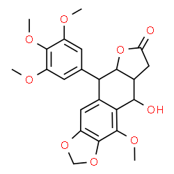 ChemSpider 2D Image | 9-Hydroxy-10-methoxy-5-(3,4,5-trimethoxyphenyl)-5,8,8a,9-tetrahydrofuro[2',3':6,7]naphtho[2,3-d][1,3]dioxol-7(5aH)-one | C23H24O9