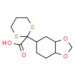 ChemSpider 2D Image | 2-(Hexahydro-1,3-benzodioxol-5-yl)-1,3-dithiane-2-carboxylic acid | C12H18O4S2