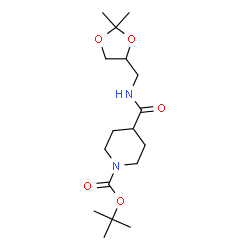 ChemSpider 2D Image | 2-Methyl-2-propanyl 4-{[(2,2-dimethyl-1,3-dioxolan-4-yl)methyl]carbamoyl}-1-piperidinecarboxylate | C17H30N2O5