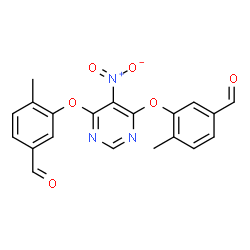 ChemSpider 2D Image | 3,3'-[(5-Nitro-4,6-pyrimidinediyl)bis(oxy)]bis(4-methylbenzaldehyde) | C20H15N3O6