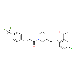 ChemSpider 2D Image | 1-{2-[(2-Acetyl-4-chlorophenoxy)methyl]-4-morpholinyl}-2-{[4-(trifluoromethyl)phenyl]sulfanyl}ethanone | C22H21ClF3NO4S