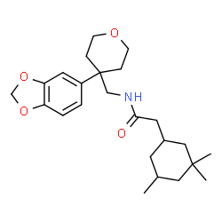 ChemSpider 2D Image | N-{[4-(1,3-Benzodioxol-5-yl)tetrahydro-2H-pyran-4-yl]methyl}-2-(3,3,5-trimethylcyclohexyl)acetamide | C24H35NO4
