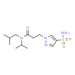 ChemSpider 2D Image | N-Isobutyl-N-isopropyl-3-(4-sulfamoyl-1H-pyrazol-1-yl)propanamide | C13H24N4O3S