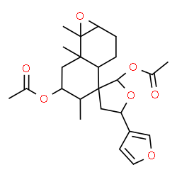 ChemSpider 2D Image | 5-(3-Furyl)-5',7a',7b'-trimethyldecahydro-2'H-spiro[furan-3,4'-naphtho[1,2-b]oxirene]-2,6'-diyl diacetate | C24H32O7