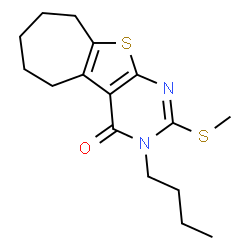 ChemSpider 2D Image | 3-Butyl-2-(methylsulfanyl)-3,5,6,7,8,9-hexahydro-4H-cyclohepta[4,5]thieno[2,3-d]pyrimidin-4-one | C16H22N2OS2