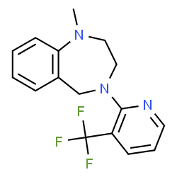 ChemSpider 2D Image | 1-Methyl-4-[3-(trifluoromethyl)-2-pyridinyl]-2,3,4,5-tetrahydro-1H-1,4-benzodiazepine | C16H16F3N3