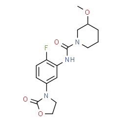 ChemSpider 2D Image | N-[2-Fluoro-5-(2-oxo-1,3-oxazolidin-3-yl)phenyl]-3-methoxy-1-piperidinecarboxamide | C16H20FN3O4