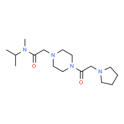ChemSpider 2D Image | N-Isopropyl-N-methyl-2-[4-(1-pyrrolidinylacetyl)-1-piperazinyl]acetamide | C16H30N4O2