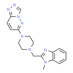 ChemSpider 2D Image | 6-{4-[(1-Methyl-1H-benzimidazol-2-yl)methyl]-1-piperazinyl}[1,2,4]triazolo[4,3-b]pyridazine | C18H20N8