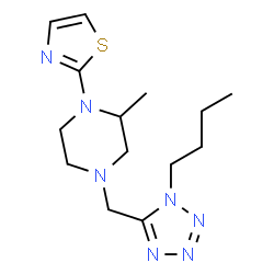 ChemSpider 2D Image | 4-[(1-Butyl-1H-tetrazol-5-yl)methyl]-2-methyl-1-(1,3-thiazol-2-yl)piperazine | C14H23N7S