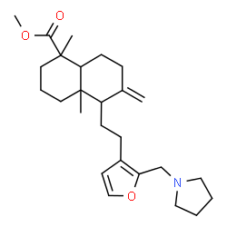 ChemSpider 2D Image | Methyl 1,4a-dimethyl-6-methylene-5-{2-[2-(1-pyrrolidinylmethyl)-3-furyl]ethyl}decahydro-1-naphthalenecarboxylate | C26H39NO3