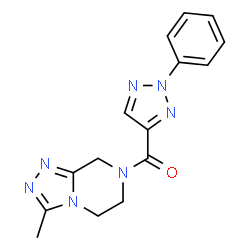 ChemSpider 2D Image | (3-Methyl-5,6-dihydro[1,2,4]triazolo[4,3-a]pyrazin-7(8H)-yl)(2-phenyl-2H-1,2,3-triazol-4-yl)methanone | C15H15N7O