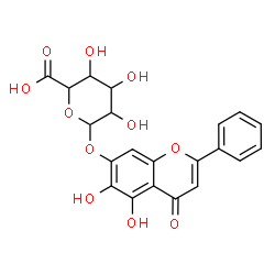 ChemSpider 2D Image | 5,6-Dihydroxy-4-oxo-2-phenyl-4H-chromen-7-yl hexopyranosiduronic acid | C21H18O11