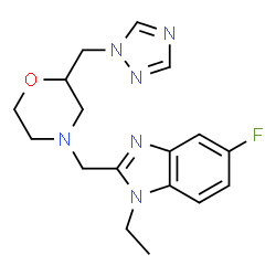 ChemSpider 2D Image | 1-Ethyl-5-fluoro-2-{[2-(1H-1,2,4-triazol-1-ylmethyl)-4-morpholinyl]methyl}-1H-benzimidazole | C17H21FN6O