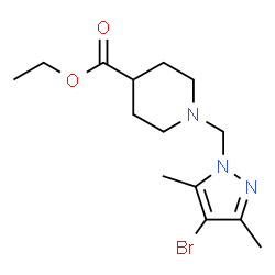 ChemSpider 2D Image | Ethyl 1-[(4-bromo-3,5-dimethyl-1H-pyrazol-1-yl)methyl]-4-piperidinecarboxylate | C14H22BrN3O2