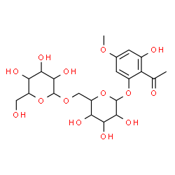ChemSpider 2D Image | 2-Acetyl-3-hydroxy-5-methoxyphenyl 6-O-hexopyranosylhexopyranoside | C21H30O14