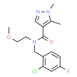 ChemSpider 2D Image | N-(2-Chloro-4-fluorobenzyl)-N-(2-methoxyethyl)-1,5-dimethyl-1H-pyrazole-4-carboxamide | C16H19ClFN3O2