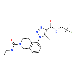 ChemSpider 2D Image | N-Ethyl-5-{5-methyl-4-[(2,2,2-trifluoroethyl)carbamoyl]-1H-1,2,3-triazol-1-yl}-3,4-dihydro-2(1H)-isoquinolinecarboxamide | C18H21F3N6O2