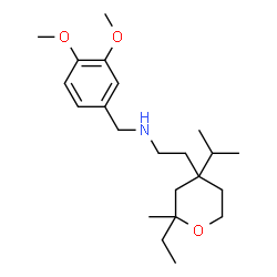 ChemSpider 2D Image | N-(3,4-Dimethoxybenzyl)-2-(2-ethyl-4-isopropyl-2-methyltetrahydro-2H-pyran-4-yl)ethanamine | C22H37NO3
