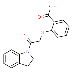 ChemSpider 2D Image | 2-{[2-(2,3-dihydro-1H-indol-1-yl)-2-oxoethyl]thio}benzoic acid | C17H15NO3S