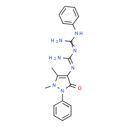 ChemSpider 2D Image | 1-[Amino(anilino)methylene]-2-(1,5-dimethyl-3-oxo-2-phenyl-2,3-dihydro-1H-pyrazol-4-yl)guanidine | C19H21N7O