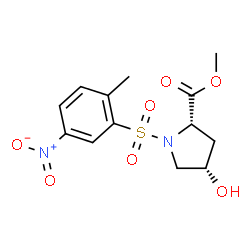 ChemSpider 2D Image | Methyl (4S)-4-hydroxy-1-[(2-methyl-5-nitrophenyl)sulfonyl]-L-prolinate | C13H16N2O7S