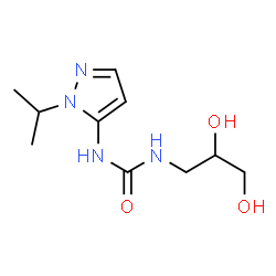 ChemSpider 2D Image | 1-(2,3-Dihydroxypropyl)-3-(1-isopropyl-1H-pyrazol-5-yl)urea | C10H18N4O3
