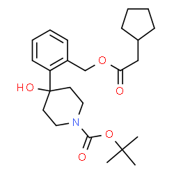 ChemSpider 2D Image | 2-Methyl-2-propanyl 4-{2-[(2-cyclopentylacetoxy)methyl]phenyl}-4-hydroxy-1-piperidinecarboxylate | C24H35NO5