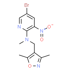 ChemSpider 2D Image | 5-Bromo-N-[(3,5-dimethyl-1,2-oxazol-4-yl)methyl]-N-methyl-3-nitro-2-pyridinamine | C12H13BrN4O3