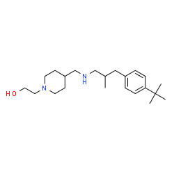 ChemSpider 2D Image | 2-{4-[({2-Methyl-3-[4-(2-methyl-2-propanyl)phenyl]propyl}amino)methyl]-1-piperidinyl}ethanol | C22H38N2O