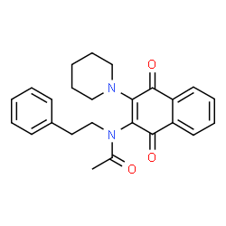 ChemSpider 2D Image | N-[1,4-Dioxo-3-(1-piperidinyl)-1,4-dihydro-2-naphthalenyl]-N-(2-phenylethyl)acetamide | C25H26N2O3