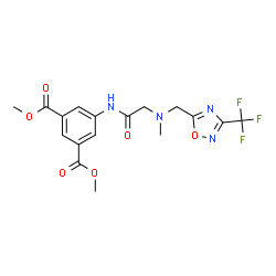 ChemSpider 2D Image | Dimethyl 5-[(N-methyl-N-{[3-(trifluoromethyl)-1,2,4-oxadiazol-5-yl]methyl}glycyl)amino]isophthalate | C17H17F3N4O6
