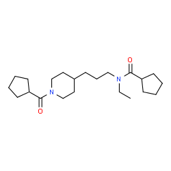 ChemSpider 2D Image | N-{3-[1-(Cyclopentylcarbonyl)-4-piperidinyl]propyl}-N-ethylcyclopentanecarboxamide | C22H38N2O2