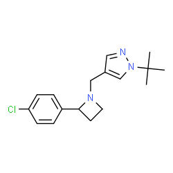 ChemSpider 2D Image | 4-{[2-(4-Chlorophenyl)-1-azetidinyl]methyl}-1-(2-methyl-2-propanyl)-1H-pyrazole | C17H22ClN3