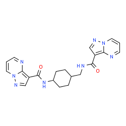 ChemSpider 2D Image | N-({4-[(Pyrazolo[1,5-a]pyrimidin-3-ylcarbonyl)amino]cyclohexyl}methyl)pyrazolo[1,5-a]pyrimidine-3-carboxamide | C21H22N8O2