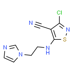 ChemSpider 2D Image | 3-Chloro-5-{[2-(1H-imidazol-1-yl)ethyl]amino}-1,2-thiazole-4-carbonitrile | C9H8ClN5S