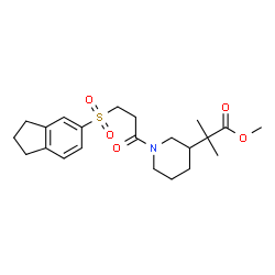 ChemSpider 2D Image | Methyl 2-{1-[3-(2,3-dihydro-1H-inden-5-ylsulfonyl)propanoyl]-3-piperidinyl}-2-methylpropanoate | C22H31NO5S