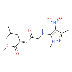 ChemSpider 2D Image | Methyl N-(1,3-dimethyl-4-nitro-1H-pyrazol-5-yl)glycyl-L-leucinate | C14H23N5O5