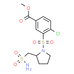 ChemSpider 2D Image | Methyl 4-chloro-3-{[2-(sulfamoylmethyl)-1-pyrrolidinyl]sulfonyl}benzoate | C13H17ClN2O6S2