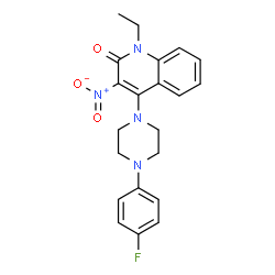 ChemSpider 2D Image | 1-Ethyl-4-[4-(4-fluorophenyl)-1-piperazinyl]-3-nitro-2(1H)-quinolinone | C21H21FN4O3