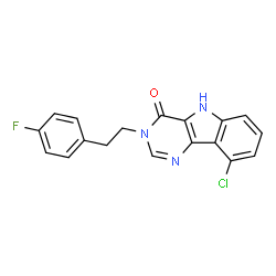 ChemSpider 2D Image | 9-Chloro-3-[2-(4-fluorophenyl)ethyl]-3,5-dihydro-4H-pyrimido[5,4-b]indol-4-one | C18H13ClFN3O