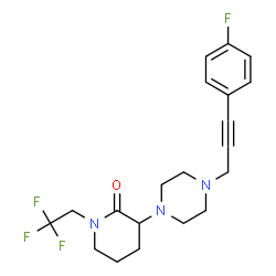 ChemSpider 2D Image | 3-{4-[3-(4-Fluorophenyl)-2-propyn-1-yl]-1-piperazinyl}-1-(2,2,2-trifluoroethyl)-2-piperidinone | C20H23F4N3O