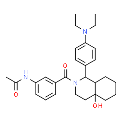 ChemSpider 2D Image | N-[3-({1-[4-(Diethylamino)phenyl]-4a-hydroxyoctahydro-2(1H)-isoquinolinyl}carbonyl)phenyl]acetamide | C28H37N3O3